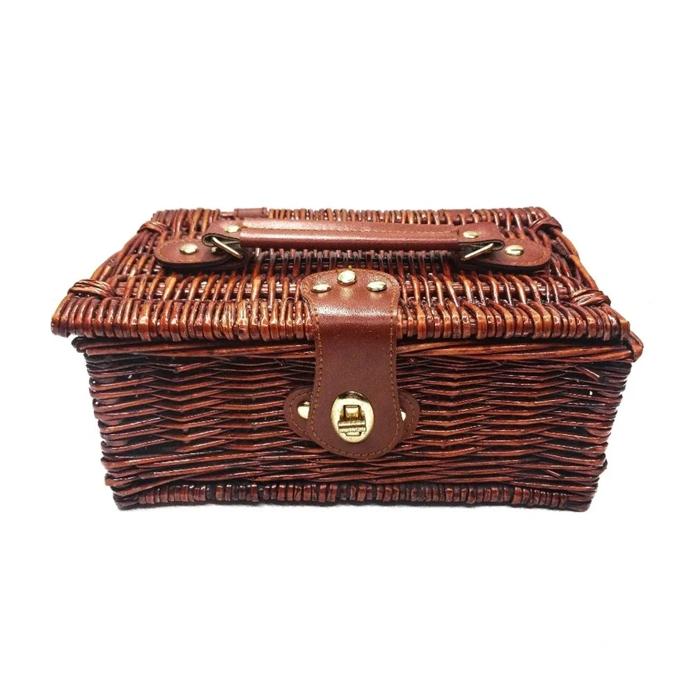 Wicker Vintage Suitcase Style Storage Box